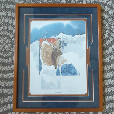 Dyanne Strongbow Painting Native American MOUNTAIN HUNTER Watercolor Man Nature