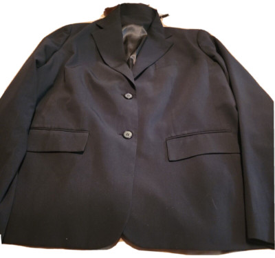 ICO Women's Size 18 BLACK 2 Button Career Jacket Blazer Front Pockets Stretch