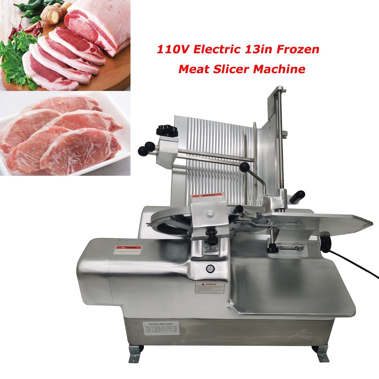 110V Commercial Electric 13in Frozen Meat Slicer Machine Mutton,Beef,Food Slicer eBay