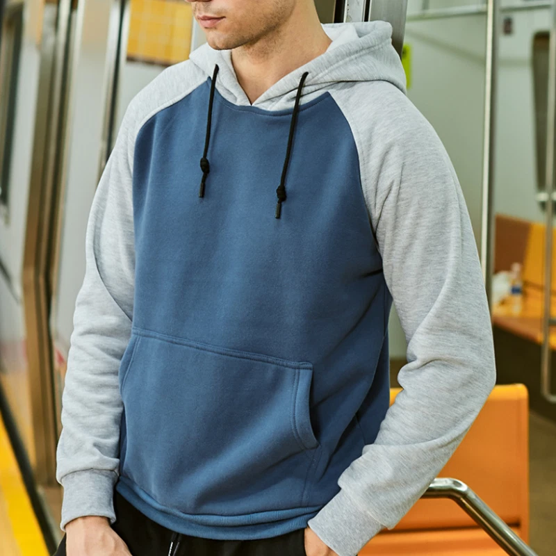 Men Long Sleeve Pocket Warm Jackets Spring Fleece Lined Hoodie