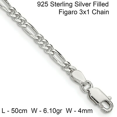 Sterling silver Men's 24 figaro chain necklace