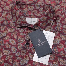 Emanuel Berg NWT Byron Casual Button Down Shirt Size 41 16 M/L in Red Paisley