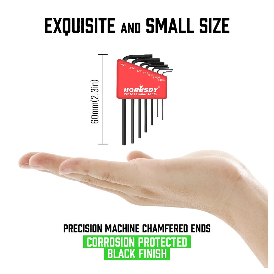 7 Piece Mini Allen Wrench Set Hex Key SAE Standard Inch Short Long Arm CrV Steel - Image 4 of 4