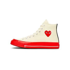 [A01794C] Comme des Garcons Play Converse Chuck 70 Hi - Egret Red Sneakers *NEW*