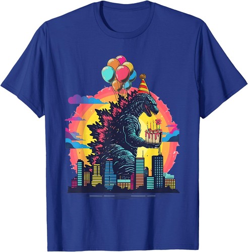 Kaiju Birthday Balloon & Cake Monster Movie Bday Decoration T-Shirt - Picture 5 of 12