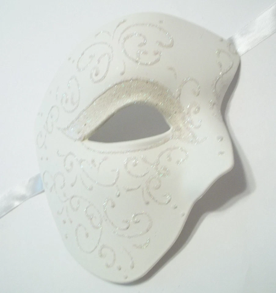 Off White Phantom of The Opera Costume Masquerade Mardi Gras Party Mask - Image 4 of 4