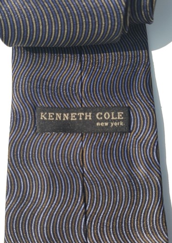 Kenneth Cole NEW Blue Geometric Men's Neck Tie Silk $59 A3592 - Picture 2 of 2