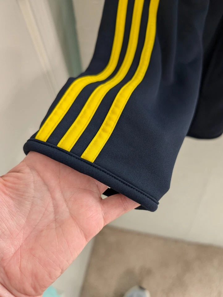 Adidas Clima365 Pullover Track Jacket 1/2 Zip Navy Blue Yellow Stripe Men’s XL - Image 4 of 4