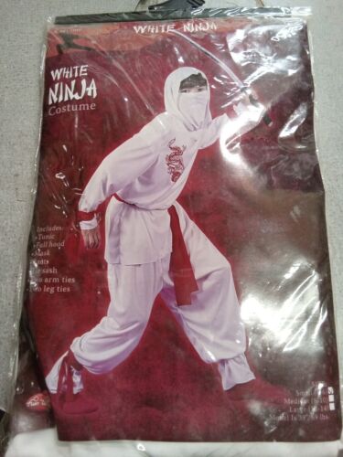 White Ninja Deluxe Child Costume White Hooded Shirt With Red Dragon size small - Picture 1 of 5