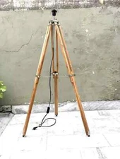 Nautical Teak Wood Adjustable Tripod Vintage Floor Stand Antique Style Tripod