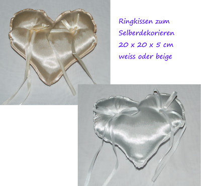 Ringkissen Herz groß Ring Billow zum verzieren weiß sekt 