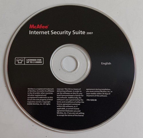 NEW NOT SEALED McAfee Pc Software Internet Security Suite 2007 CD-Rom Software