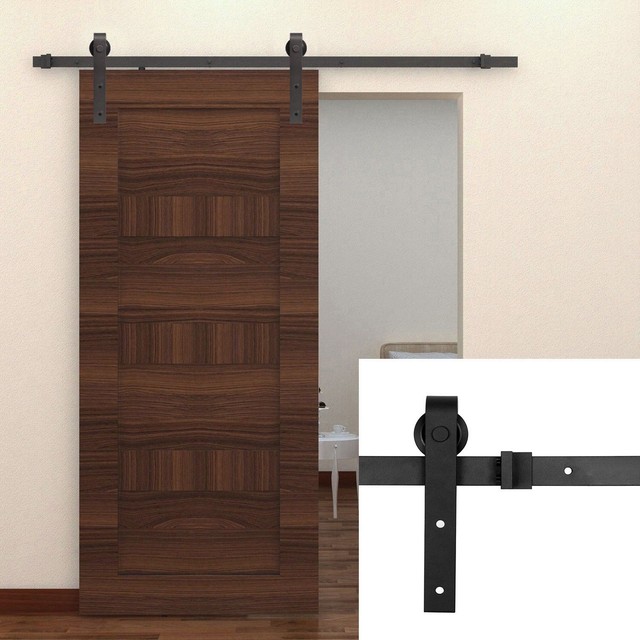 Homcom 6 Modern Interior Sliding Barn Door Hardware Kit Black