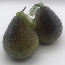 6” Beaded Pear 2pc Set Decorative Large Green Sugar Or Beaded Pears With Hangers