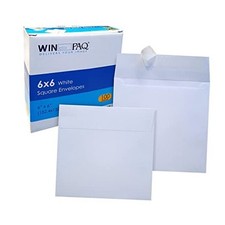 WINPAQ 6 x 6 Square Envelopes, 100 Pack   70lb White, Peel  Seal Closure,