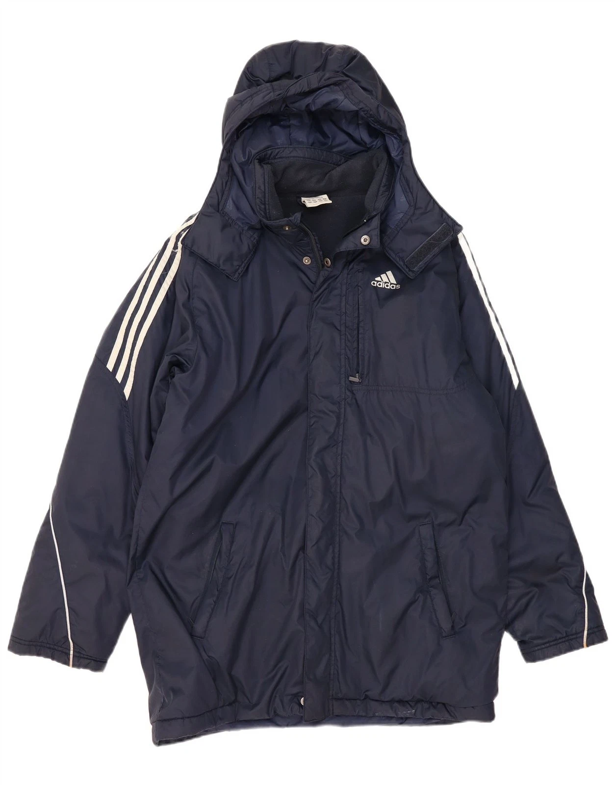 Adidas Mens Graphic Graphic Padded Coat UK 36 Small Navy Blue Polyester CV01