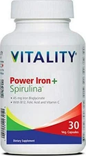 Vitality Power Iron + Spirulina | 45mg Iron | Blood Builder | Iron Deficiency |