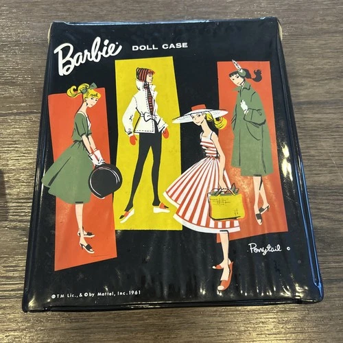 Vintage Black Barbie Case 1961 With Two Hangers And Drawer
