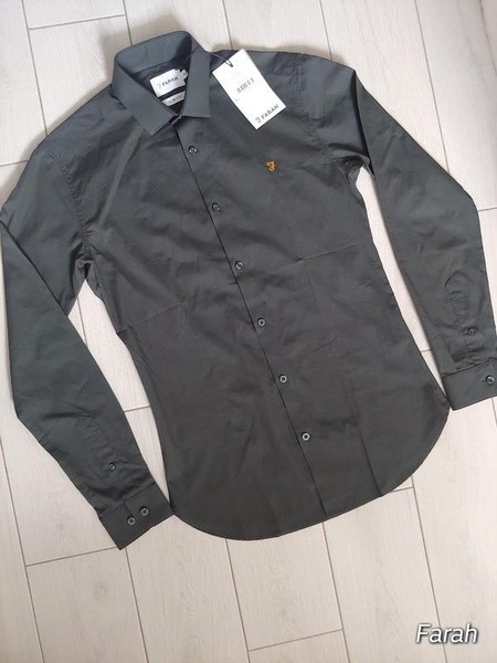 Men Farah Shirt Khaki Cotton 34 / XS / 42