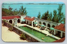 Vintage Castle Harbour Hotel Bermuda Swimming Pool Dexter Press Postcard