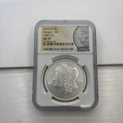 1881 CC Morgan Silver Dollar NGC MS70 First Day Morgan Label 2023 Fiji Mint .999