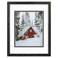 Golden State Art 11x14 Distressed Black Wood Frame with White over Black Doub...