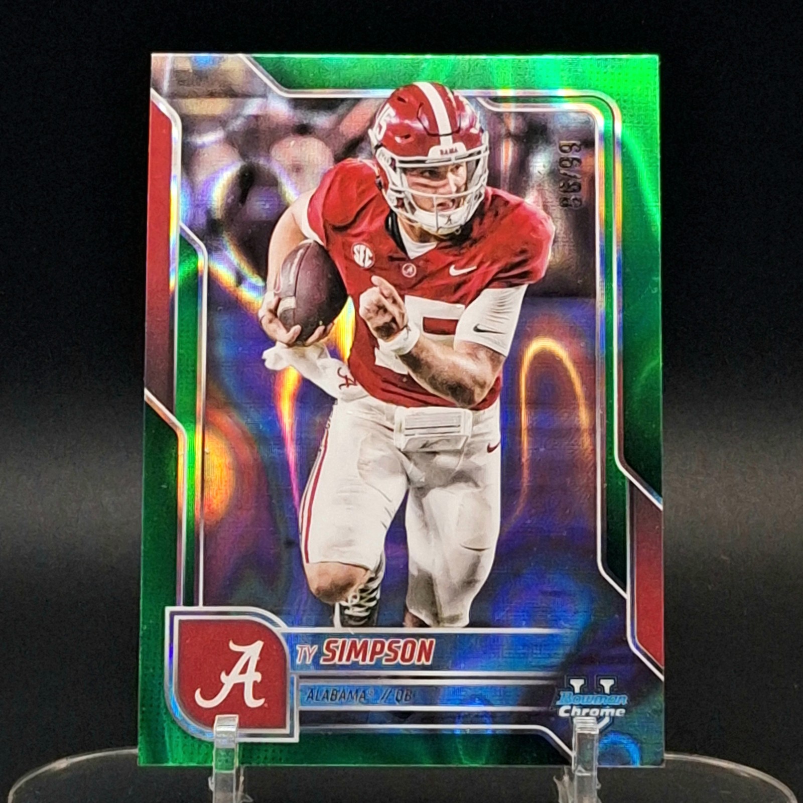 2025 Bowman Chrome University Ty Simpson /99 Green Lava Refractor #151 Alabama