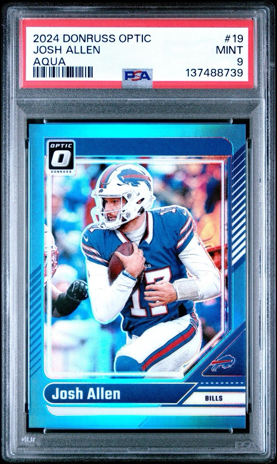 2024*MVP* Panini Donruss Optic Josh Allen Aqua Prizm #19 /299 Bills PSA 9