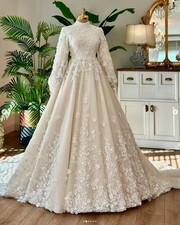 Ivory Princess History Wedding Dresses Muslim Caftan Morocco Lace Embroidery