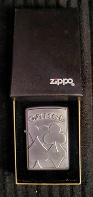 ZIPPO LIGHTER CAMEL Poker Card Suites Midnight Chrome Windproof VTG 1990s UNFIRE