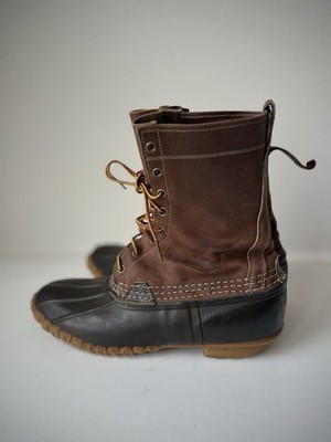 Vintage LL Bean Duck Boots Mens 10 N Brown Leather Shearling Lined -Made in USA