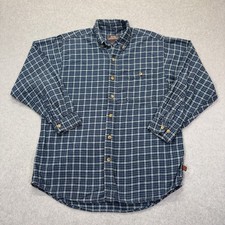 Moose Creek Mens Shirt Large Blue White Flannel Long Sleeve Button Front Outdoor