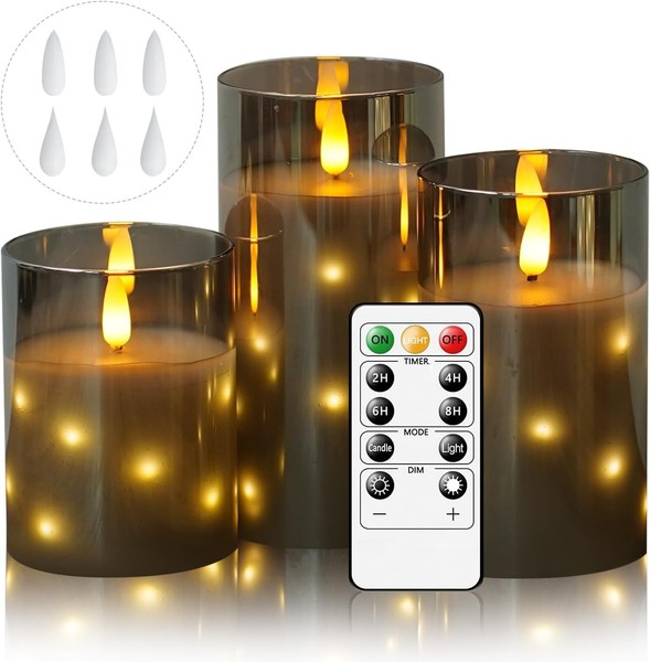 LED Kerzen 3Er-Set Flammenlos Batteriebetrieben Mit Fernbedienung Und 3 StüCk-image
