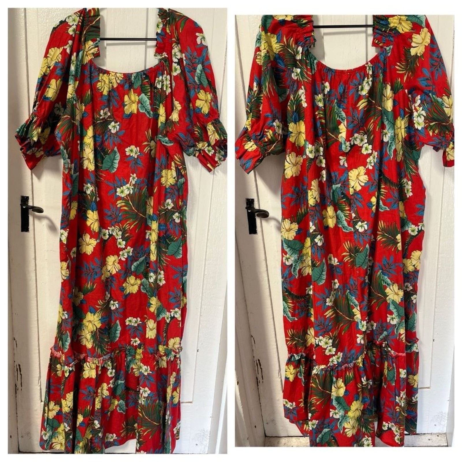 Hilo Hattie Red Hibiscus Floral Maxi Length Muu Muu Dress size 3X