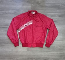 Vintage Budweiser Jacket Mens M Red Full Zip Bomber Lightweight Made in USA 80s