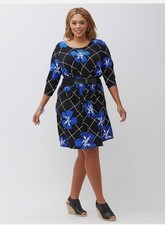LANE BRYANT Simply Chic Matte Jersy Dress 18/20 Blue/Black/White NEW