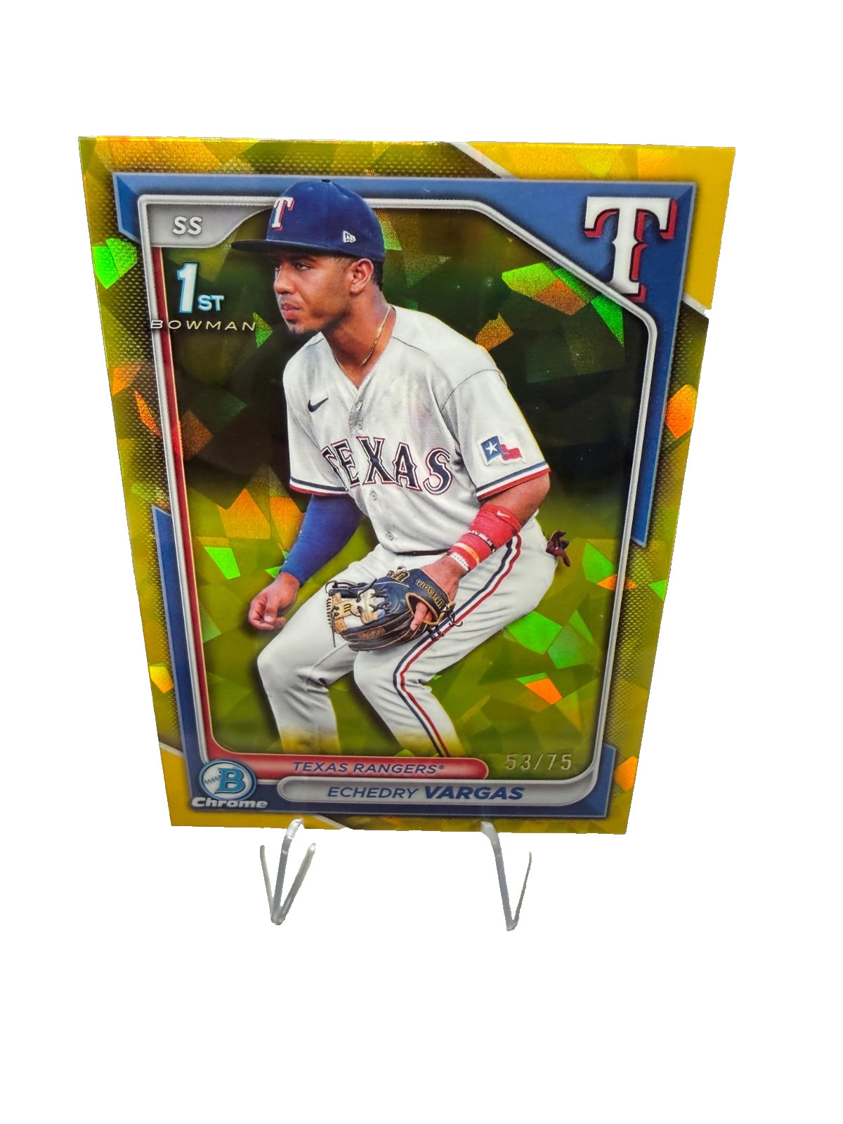 Echedry Vargas 2024 Bowman Chrome Yellow Sapphire /75 #BCP-163 Rangers