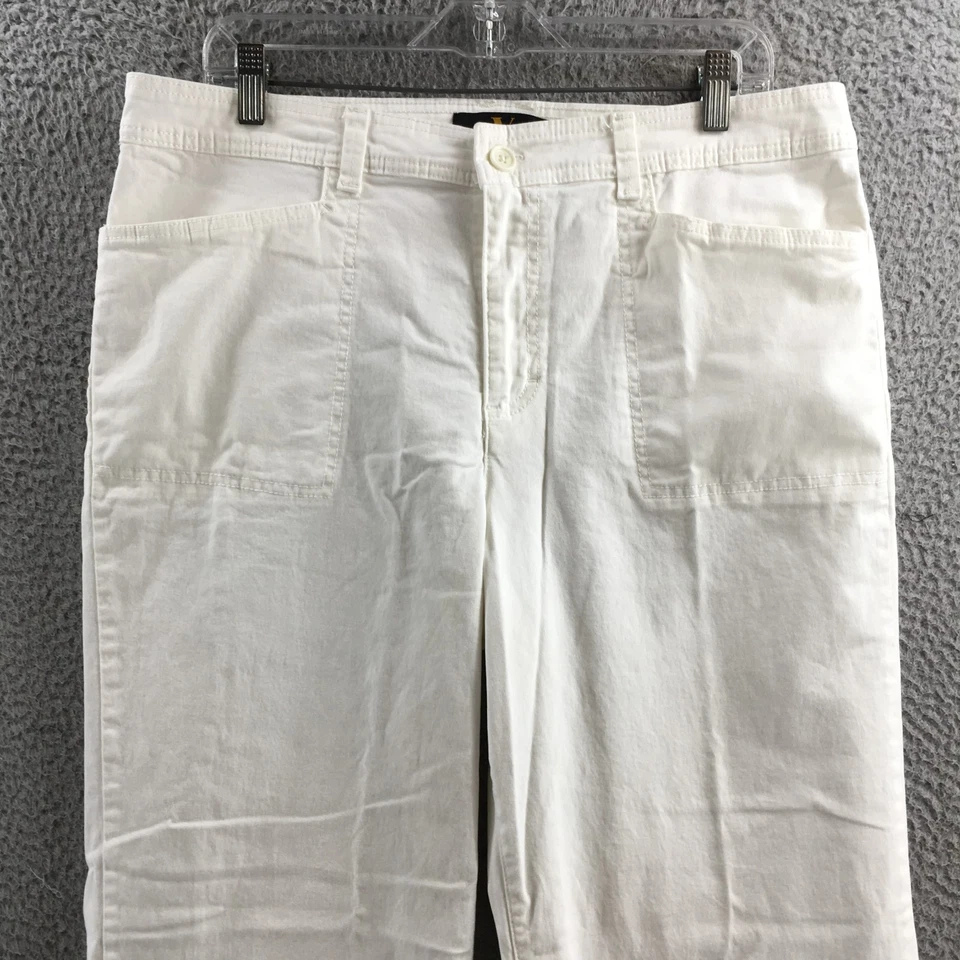 Pantalones cargo Gloria Vanderbilt para mujer 16 blancos mezcla de algodón tiro alto frente plano Foto 2 de 4