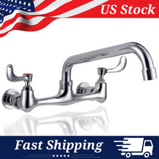 Leak-Free Commercial 8" Wall Mount Kitchen Faucet with 8" Swivel Spout