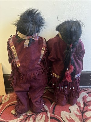 Vintage Rare Native American Hide and Seek Time Out Dolls 25 /27  Tall