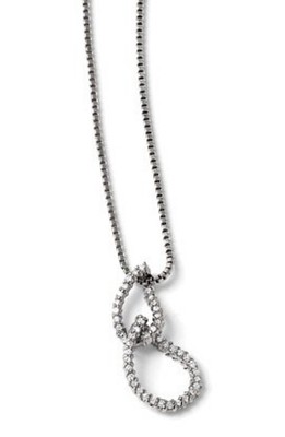 Lia Sophia  Bravo  Silver Tone & Crystals Interlocking Teardrop Pendant Necklace