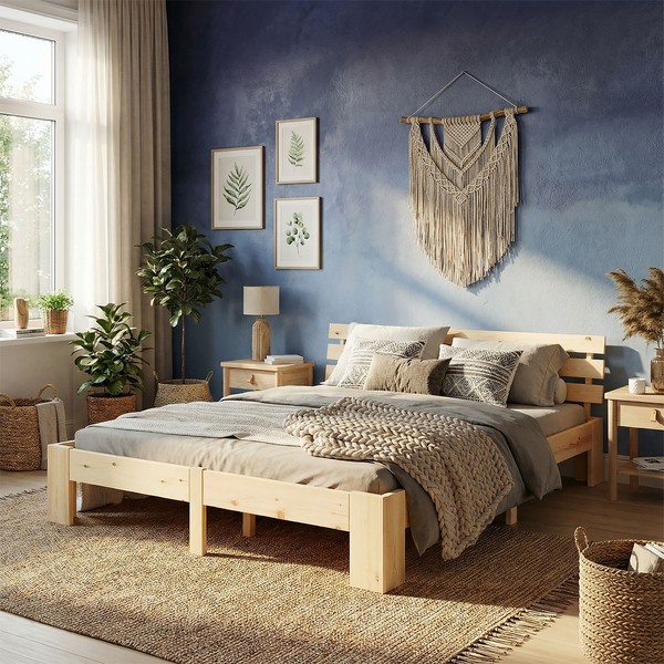 Doppelbett 140X200 Aus Massivholz Braun Mit Lattenrost – Futonbett Homestyle4U-image