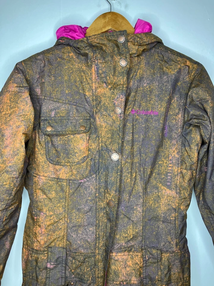 Columbia Traje de Nieve Juvenil 18/20 Camuflaje Galaxy Naranja Omni Tech Con Capucha Una Pieza Esquí Foto 2 de 4