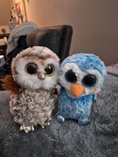 Ty Beanie Boos - ICE CUBE the Blue Penguin (Glitter Eyes)NEW MWMTs & Percy Owl. 