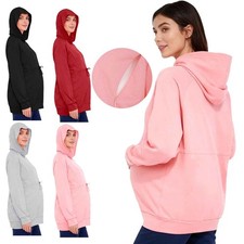 Women Nursing Hoodie Breastfeeding Tops Drawstring Hooded Pullover Maternity Top