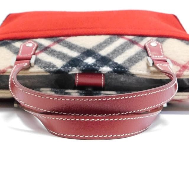Burberry Blue Label Tote Bag Red Nova Check Wool Leather Made in Japan New thumbnail 24