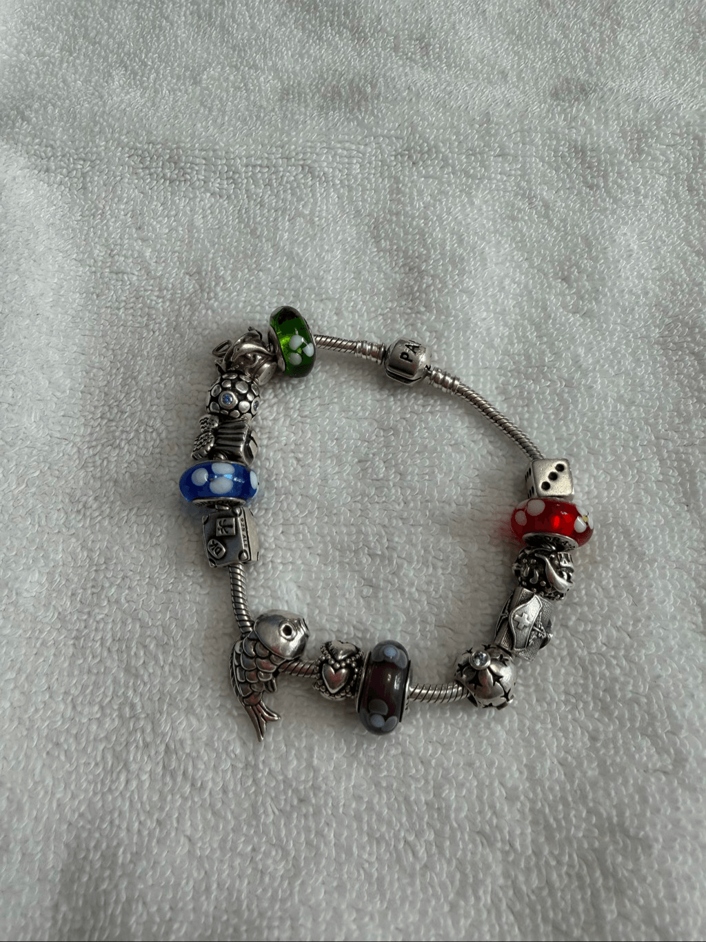 Pandora Charm Bracelet Snake Chain 14 Charms