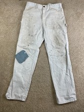 Vintage Sherwin Williams Jeans Mens 33x32 Denim Button Closure White