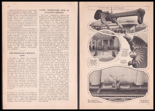 “Liner~Imperator~Now in Atlantic Service” 1913 features pictorial RMS Berengaria