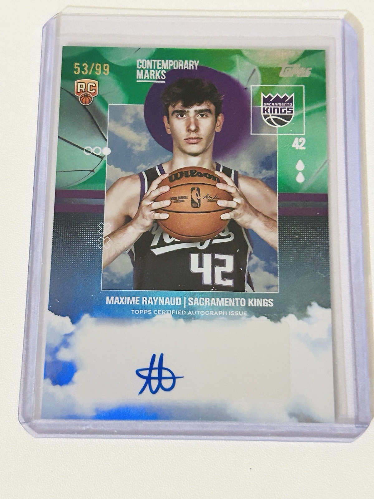 2025-26 Topps Contemporary Marks Green Rainbow /99 Maxime Raynaud Rookie Auto RC